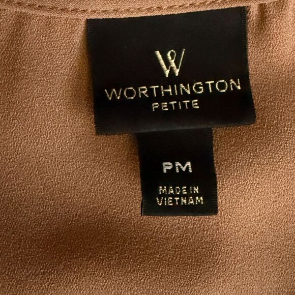Worthington Brown High Low Short Sleeve Top Size MP - Picture 7 of 10